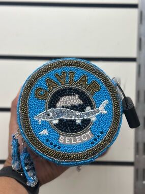 Marshalls Blue Beaded Caviar Select Crossbody Bag